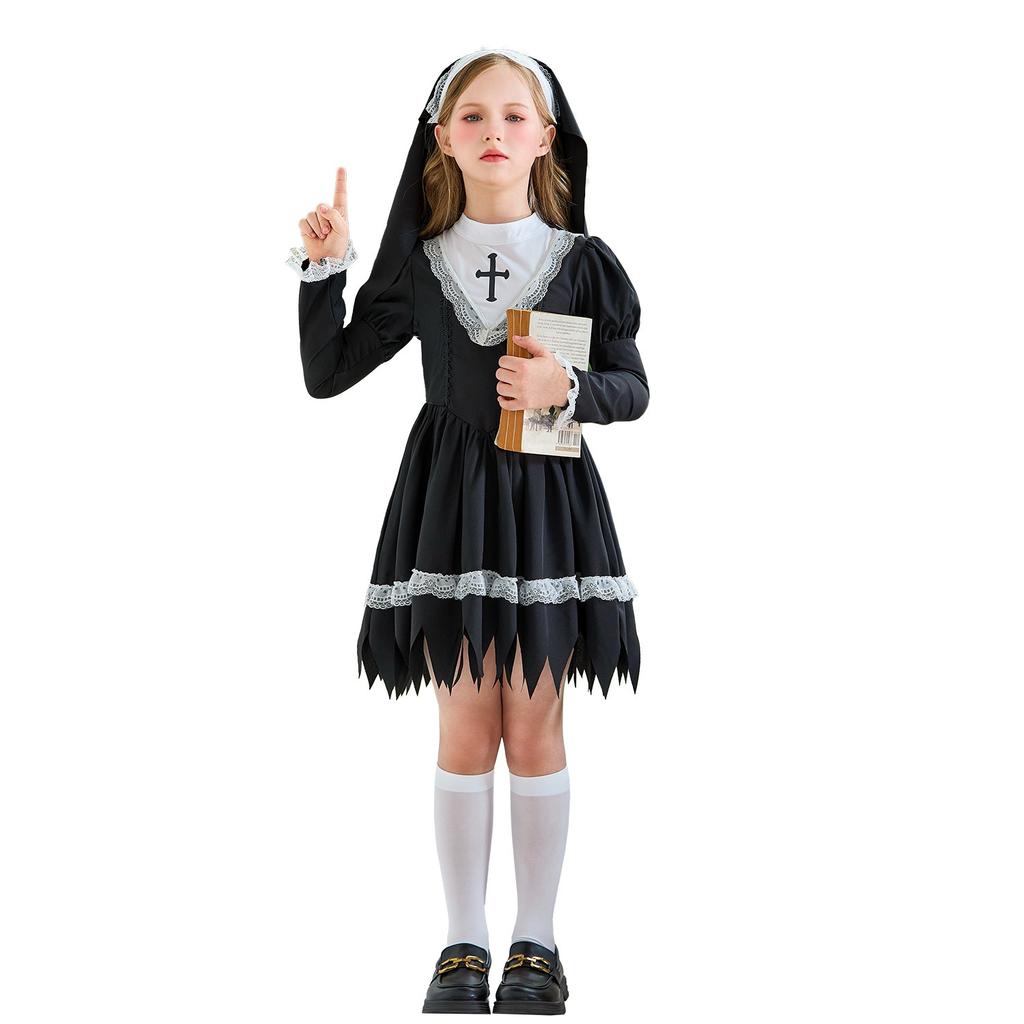 20.26 million Halloween Children's Clothing Nun Clothing Carnival Girls Dress Cross Repair Women's Clothing Performance Clothing