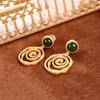 New In  Inlaid Natural An Jade Earrings For Women With Irregular Thread Vintage Chinese Style Antique Palace  Jewelry