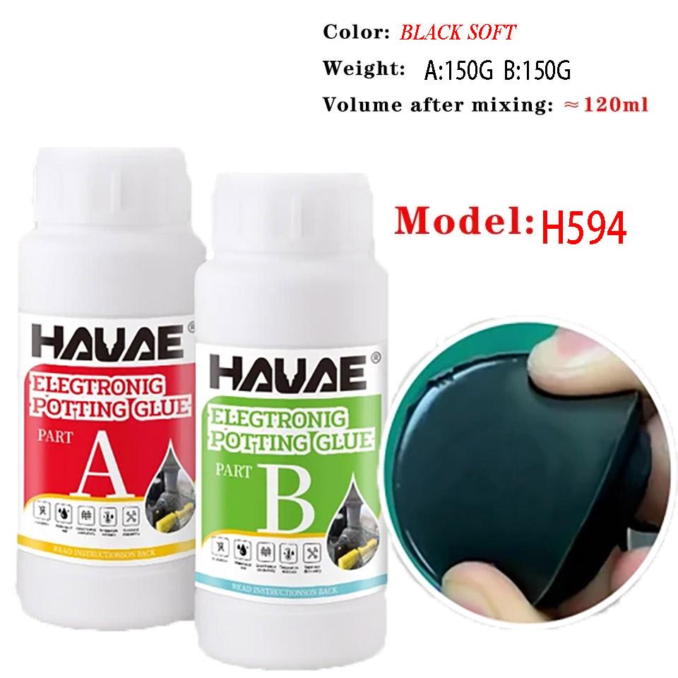 200g 300g Silicone Electronic Pottin Glue for Battery Pack Circuit Board - Waterproof Insulation Thermal Conduction AB Glue h594 black soft 300g