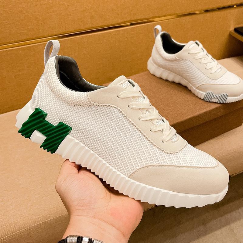 Outdoor Casual Shoes Men's Matte Leather Breathable Running Shoes Trendy Brand Light Luxury Fashion Contrasting Sports Shoes