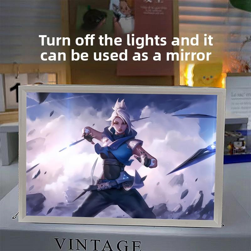 

21см/8,27дюйма Valorant 3D Световая картина Акриловое зеркало Белый светодиод Ночная игра Периферия Настольный дисплей Подарок на день рождения Украшение для дома Mirror white plug-in