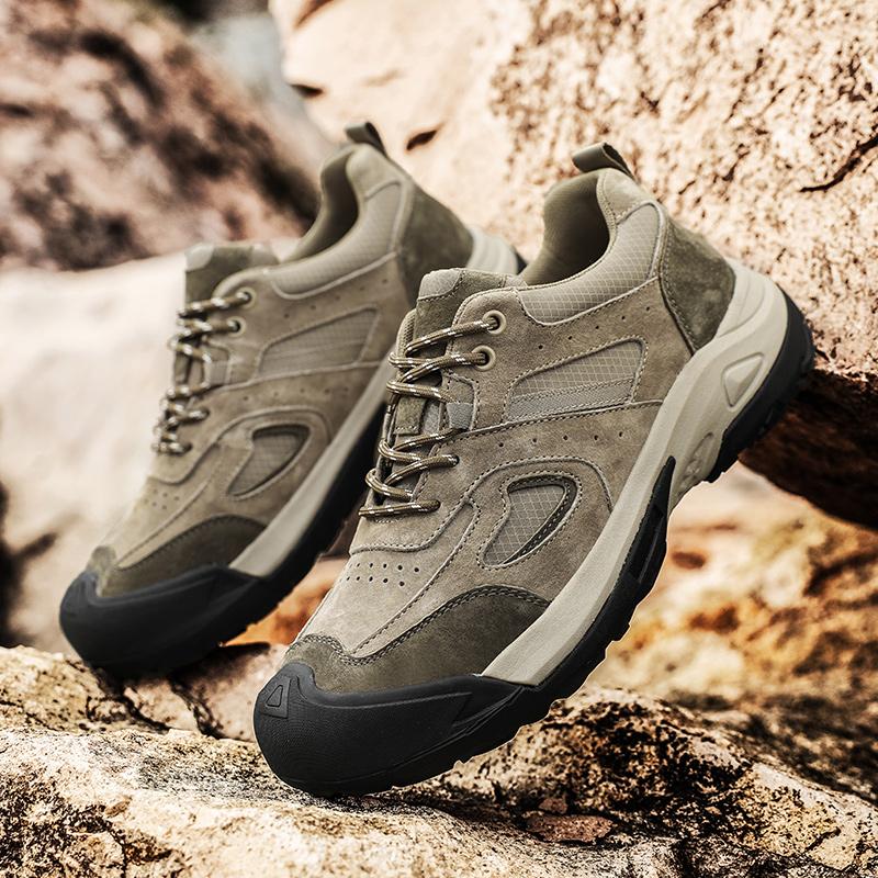 Classic Gray Trekking Sneakers For Men Original Outdoor Breathable Men's Hiking Shoes Fashion Casual Non-slip Walking Shoes Man