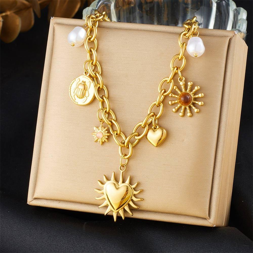 

Retro Pendant Necklace PVD Gold Jewelry Gift Vintage Chain Necklace For Women