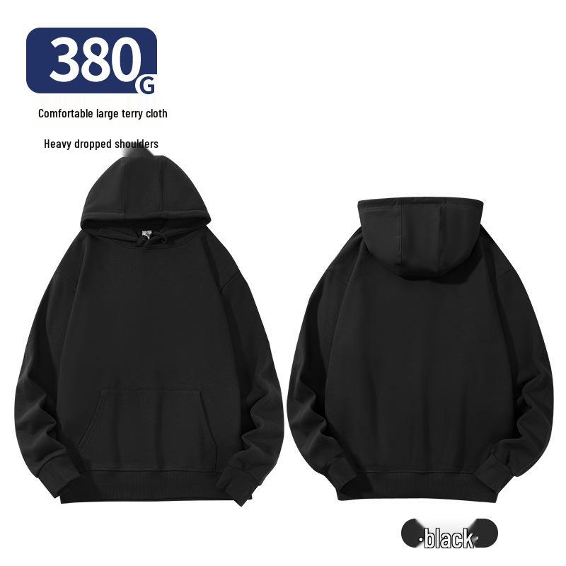 Unisex Heavy-Duty 380g Hoodie, Drop-Shoulder, Loose Fit, Solid Color Cotton, Ideal for Autumn/Winter Sports, Available In Stock. 