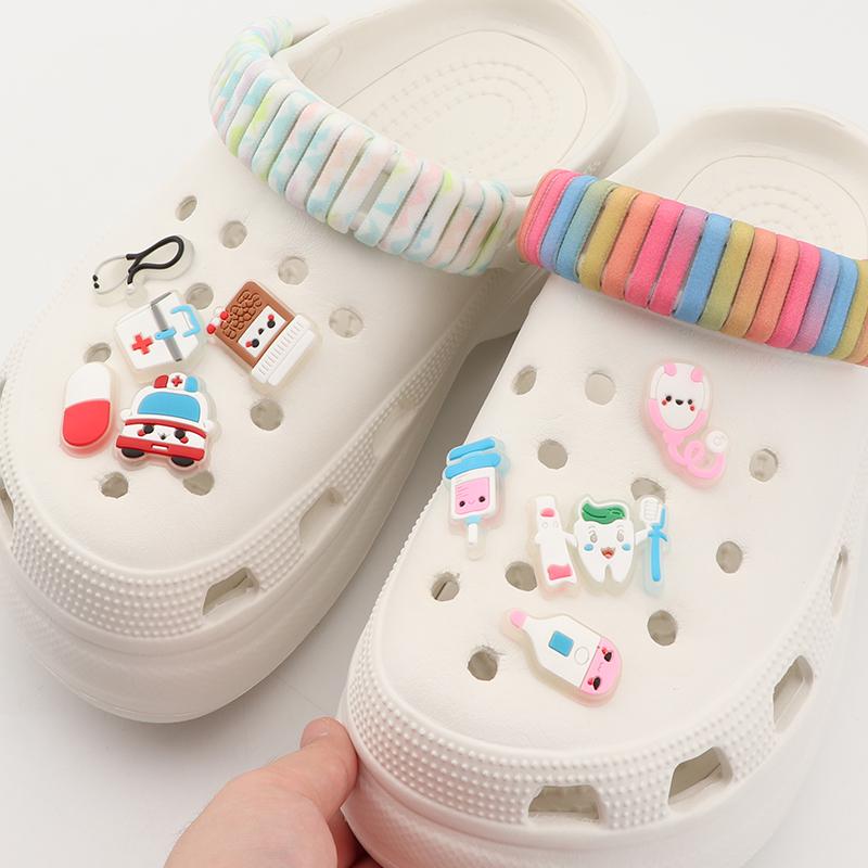 1Pcs Luminous Nurse Shoe Decoration Shoe Charms Pin for Cute Stethoscope Syringe Pill Medical Shoes Charms Clog Women Man