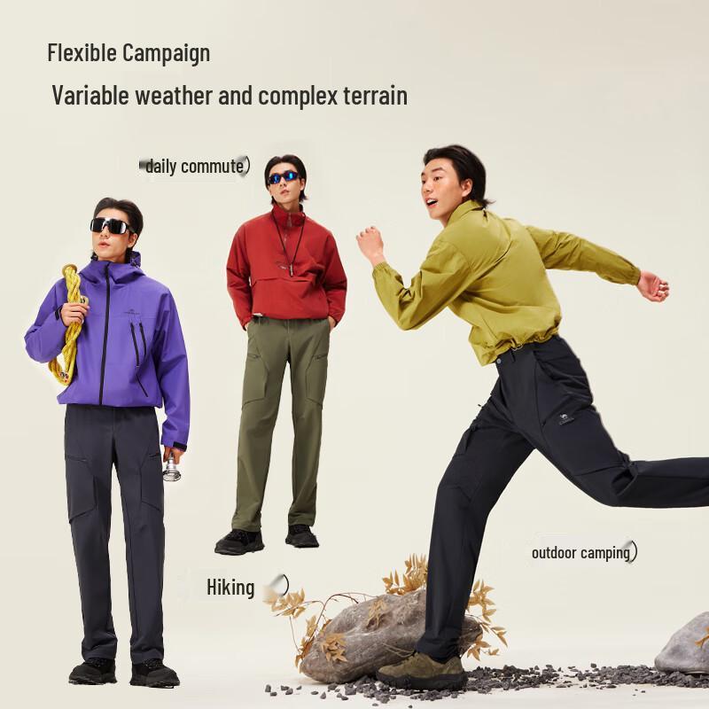 CAMEL Men's 2025 Autumn Outdoor Water-Repellent Cordura Hiking Softshell Pants