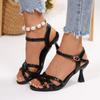 Sexy Solid Cross Strap Sandals Women 2025 Summer Spike High Heels Sandals Back Strap Latin Style Shoes Plus Size 45