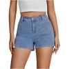 Women's Light Blue High Waist Denim Shorts with Five Pocket and Adjustable Belt Loops