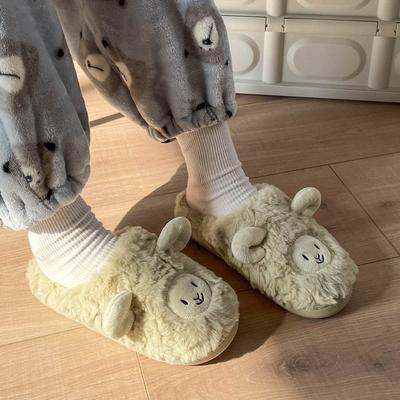 Winter Cotton Slippers for Women's Home Furnishings Cute Plush Plush Couple's Bag with Sheep Slippers Winter