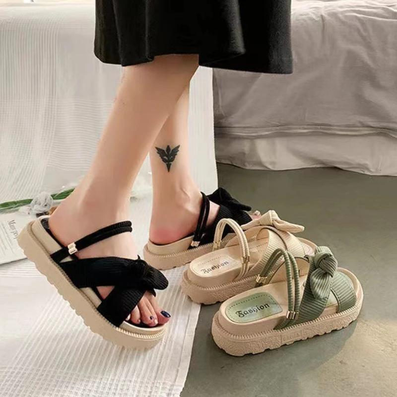 Fashion Fairy Style Women Sandals 2025 New Summer Women Slippers Outdoor Platform Beach Shoes Sexy Butterfly-Knot Women Roman Sandalias