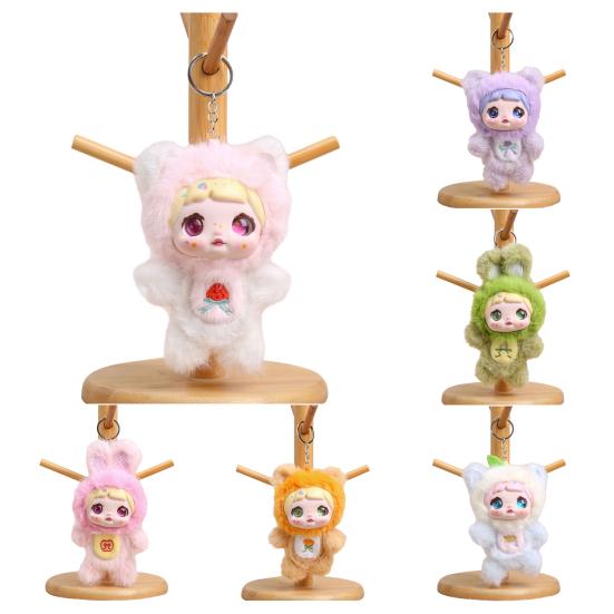 Vinil Bebek Peluş Anahtarlık Meyve Temalı Dolgulu Hayvan Kapüşonlu 14cm Sevimli Sırt Çantası Charmı ve Koleksiyonluk Oyuncak