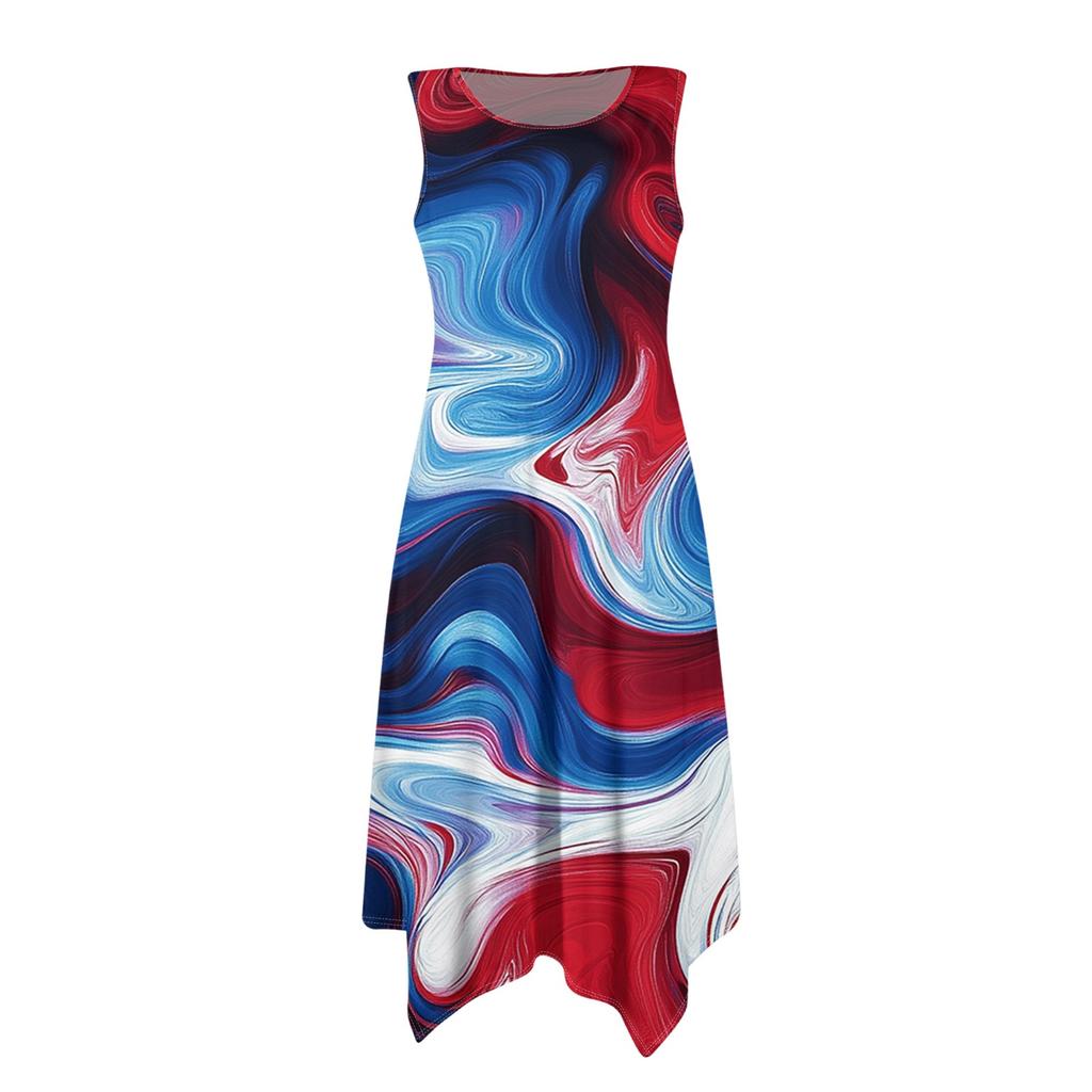 Damen Freizeitkleid für den Sommer, Tankkleid, lockeres Strandkleid mit Taschen, ausgestelltes Midi-Sommerkleid