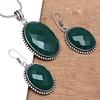 Onyx Green Pendant Set Earrings Jewelry Gemstone Handmade Ethnic
