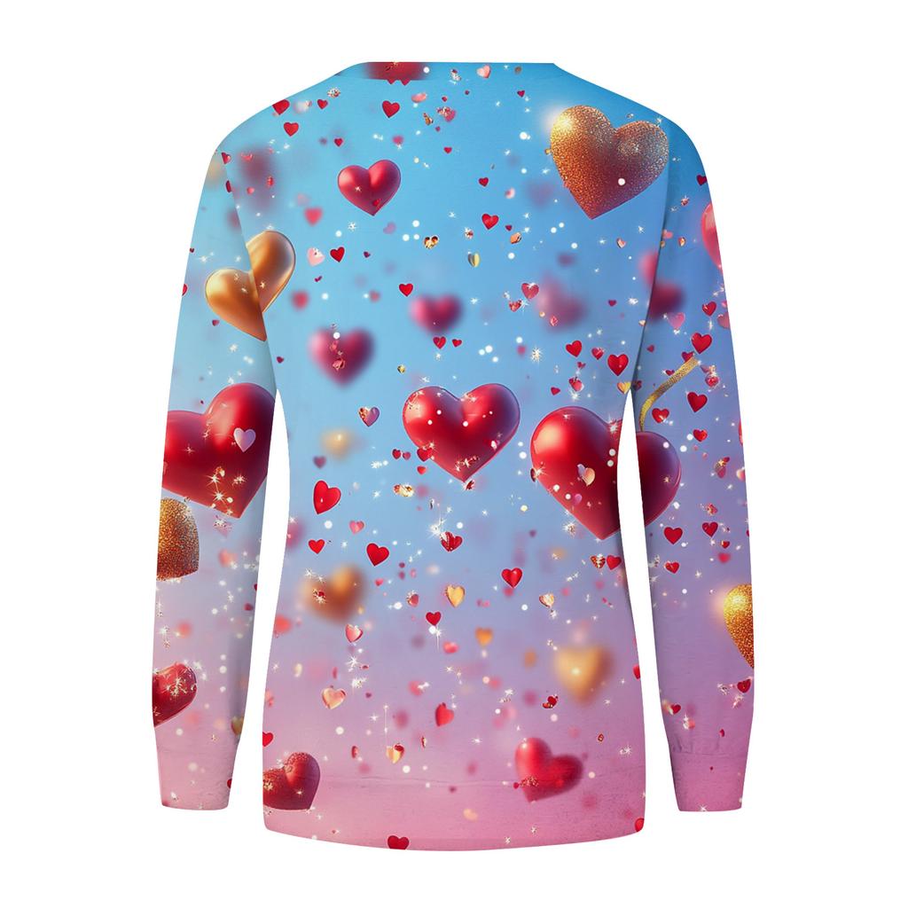 Damenmode Lässig Langarm Bedruckter Halsausschnitt Sweatshirt-Oberteil