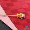 Sea Drop Kanzashi Hairpin, Glow-in-the-Dark Firefly Glass Bead, Pink, 14mm, Luminous Gold, Single Hair Ornament, Japanese Style, for Yukata, Kimono,