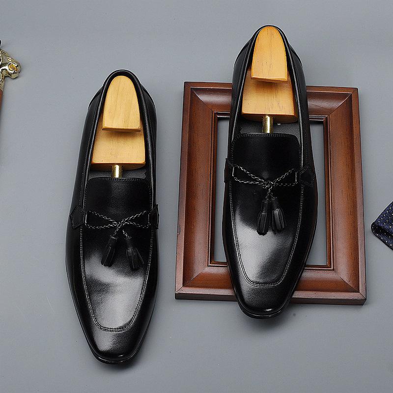 

Туфли лоферы с кисточками мужские из коровьей кожи большого размера 48 мужская обувь удобная и универсальная для бизнеса и отдыха 44 чёрный