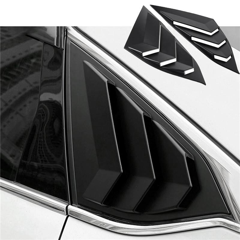 Rear Side Vent Quarter Window Louver Shutter Cover For 2018- Honda Accord Matte Black