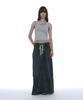 Partimento Woman Drawstring Denim Maxi Skirt_Dark Blue