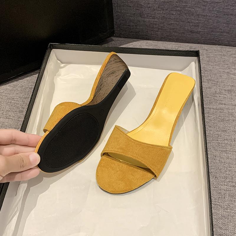 Fashion Summer New Style Women Slipper Fashion Low Wedge Heels Ladies Elegant Slides Open Toe Outdoor Dress Sandals Shoes Zapatos Mujer