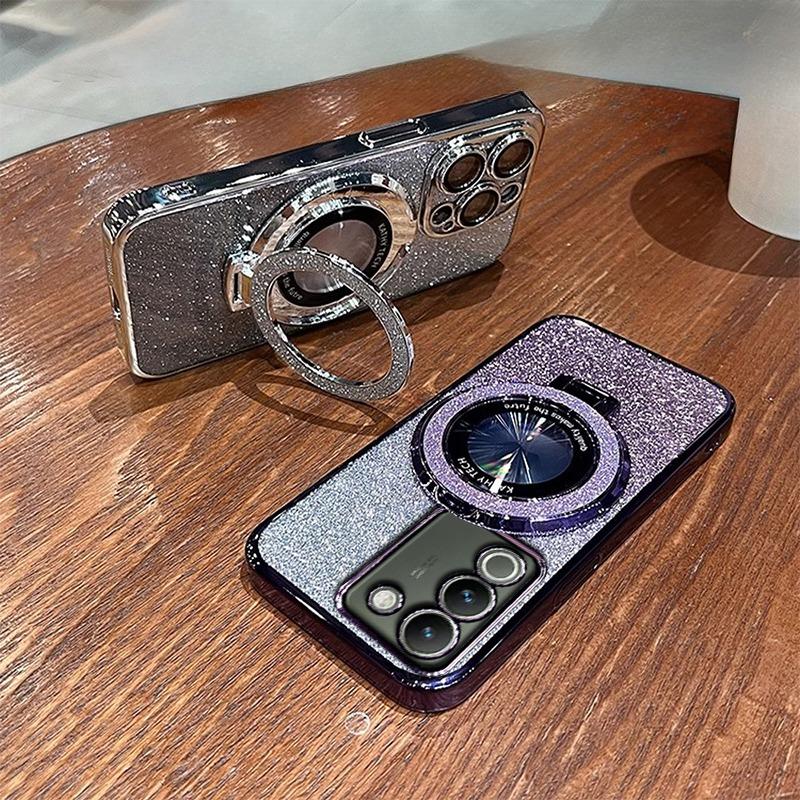 Luxury with Bracket Glitter Case For Vivo Y28 Y200 V21 V21E V23 Y76 Y73 Y53S Y51 Y36 Y35 Y33S Y31 Y22 Y21 Y20 Case Holder Cover