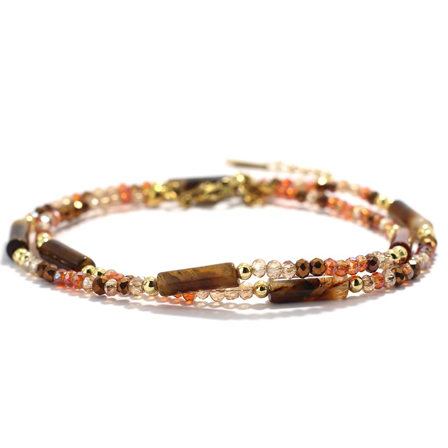 

Бохо красочный кристалл натуральный агат тигровый глаз камень бисерный браслет женский винтажный двойной шнурок для друзей ювелирный подарок красный/коричневый