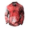 Men's Quick-Dry Mesh Long Sleeve Golf Shirt with Halloween Print for Casual Wear