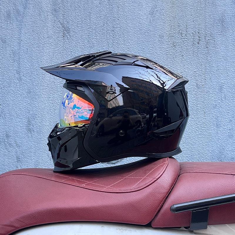 Street Fighter Motorcycle Helmet Men's and Women's Full Helmet Four Seasons Locomotive Retro Detachable Combination Helmet