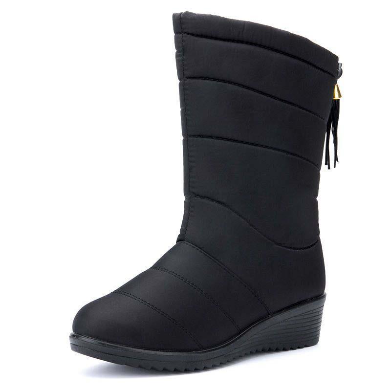 Fashion Snow Women Boots Flat Shoes Woman Warm Ladies Shoes Zipper Women's Boots Soft Comfortable Women's Winter Shoes Botas Mujer