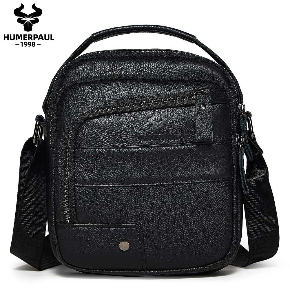 Humerpaul Сумка через плечо из 100% коровьей кожи, дорожная сумка чёрный