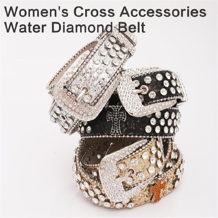 Sequins Waist Belt with Diamond Pin Buckle Adult Personality PU Waist Belts for Adult Costume Pants Adjustable Length