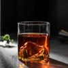 Whiskey glass, rocks glass, sake glass, clear glass tumbler with Kanzan mountain design, wooden box included (approx. 325ml capacity)