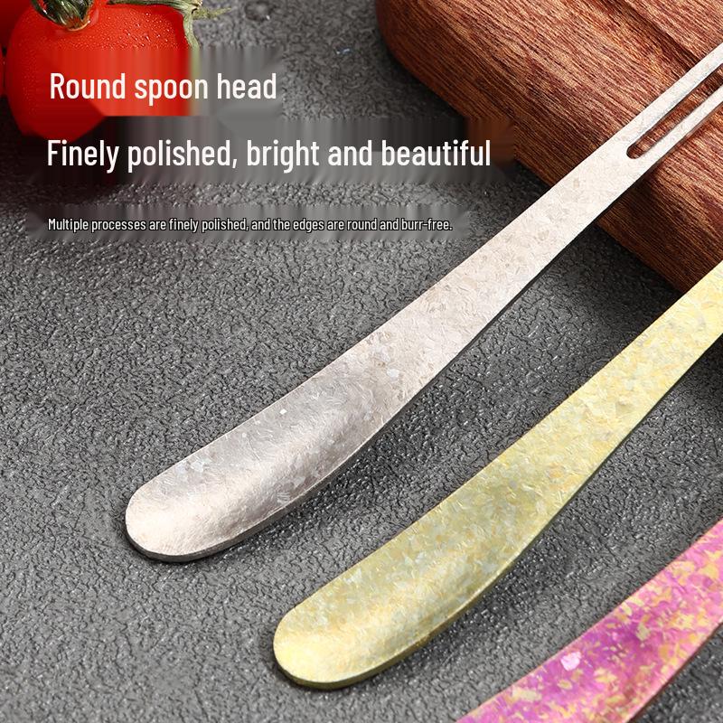 Food-Grade Titanium Fruit Fork - Elegant Ice Flower Design for Outdoor & Home Use
