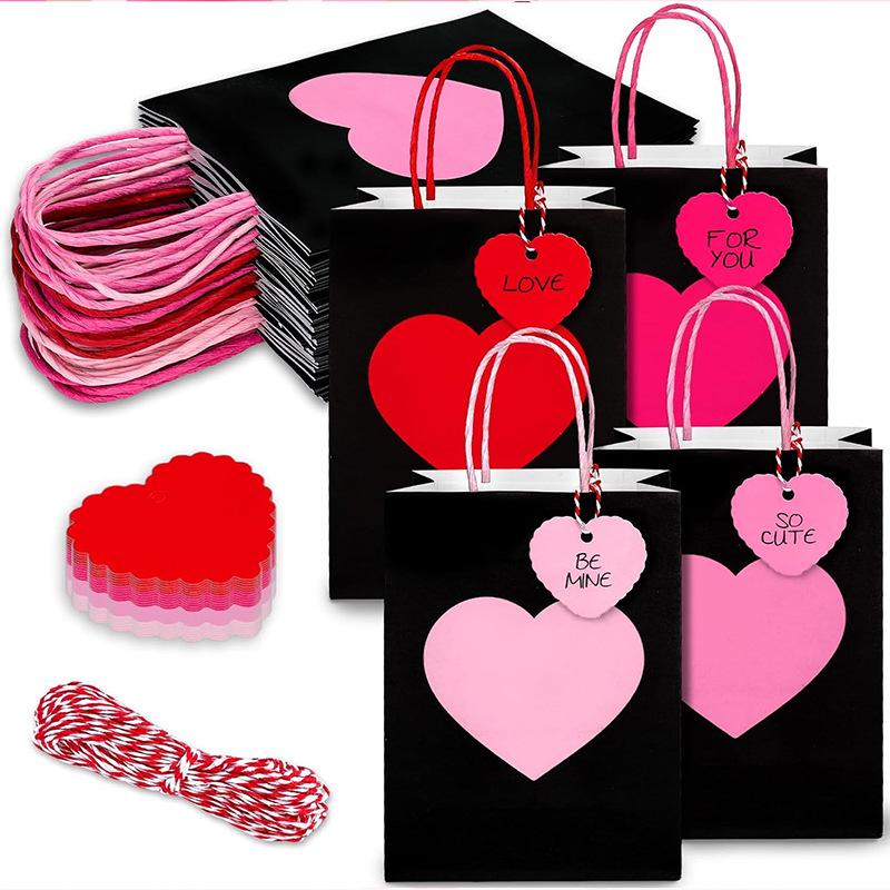 Pack of 10 Black Heart-Shaped Gift Boxes for Weddings and Valentine's Day