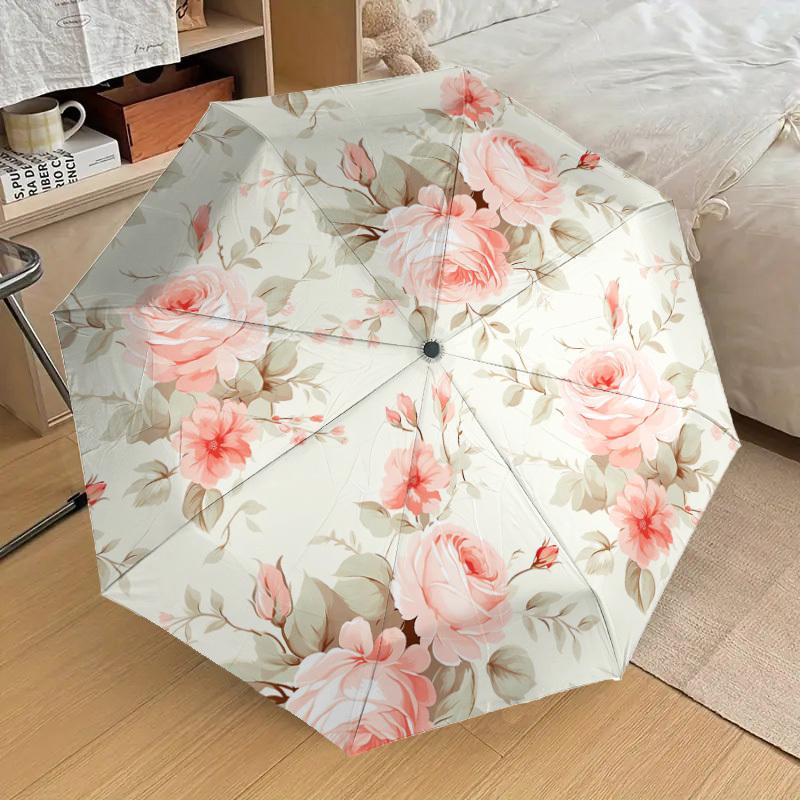 1pc Floral Pattern Pattern Umbrella  Automatic Opening and Closing Umbrella, High Quality Umbrella, Ideal Gift for Her 366
