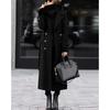 Womens Wool Blend Coat Winter Thickened Mid-Length Trench Style Outerwear Casual Elegant Double-Breasted Jacket