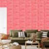Polynesian Geometric Pattern Wallpaper Coral and Red 50x1000