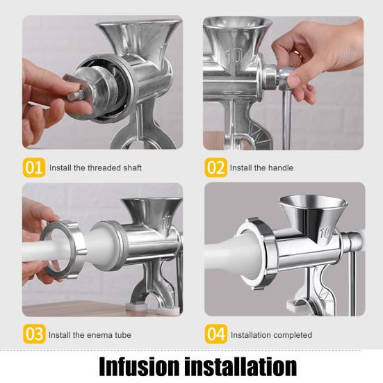 3-in-1 Manual Meat Grinder with Sausage Stuffing Tube Table Clamp Meat Grinder Hand-cranked Mincer Home Meat Processing Tool
