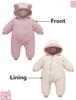 AIEOE Baby Long Sleeve Down Jumpsuit for Boys and Newborn Cute Bear Easy to Baby Shower Size 80 Coverall, Autumn/Winter, Romper, Girls, Hooded,