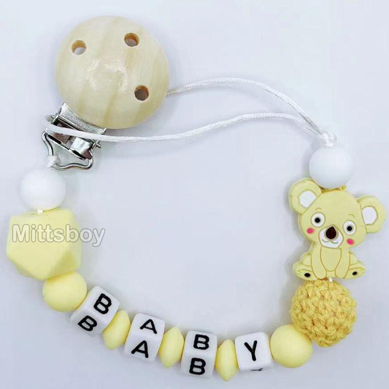 Personalized Name Handmade Silicone Baby Beech Dummy Pacifier Clip Safe Teething Chain Teether Pacifier chains Holder Chain Gift