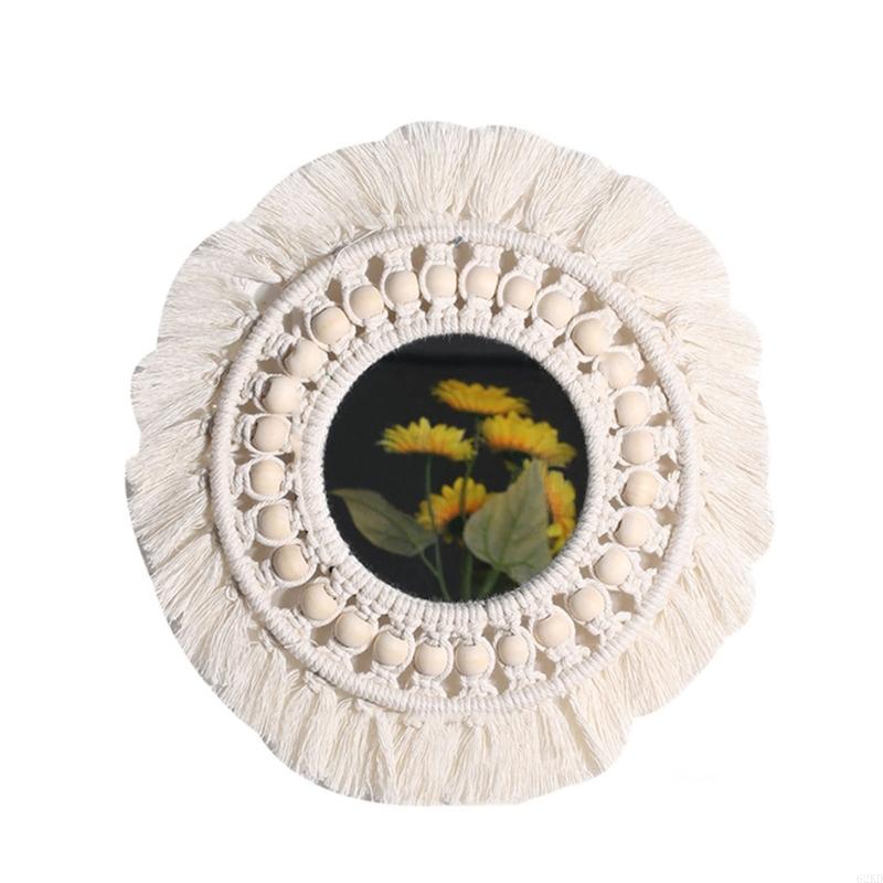 62KD Bohemian Wall Hangings Mirrored Tapestries Tassels Crafts Decorative Mirrored