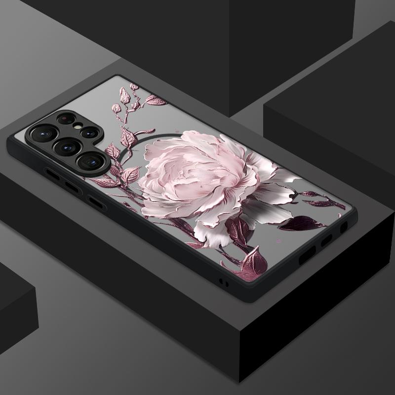 Magnetic For Magsafe Case For Samsung Galaxy S26 Ultra S25 Edge S24 S23 S22 Plus S21 FE Colorful Flowers Pattern Hybrid Matte Cover