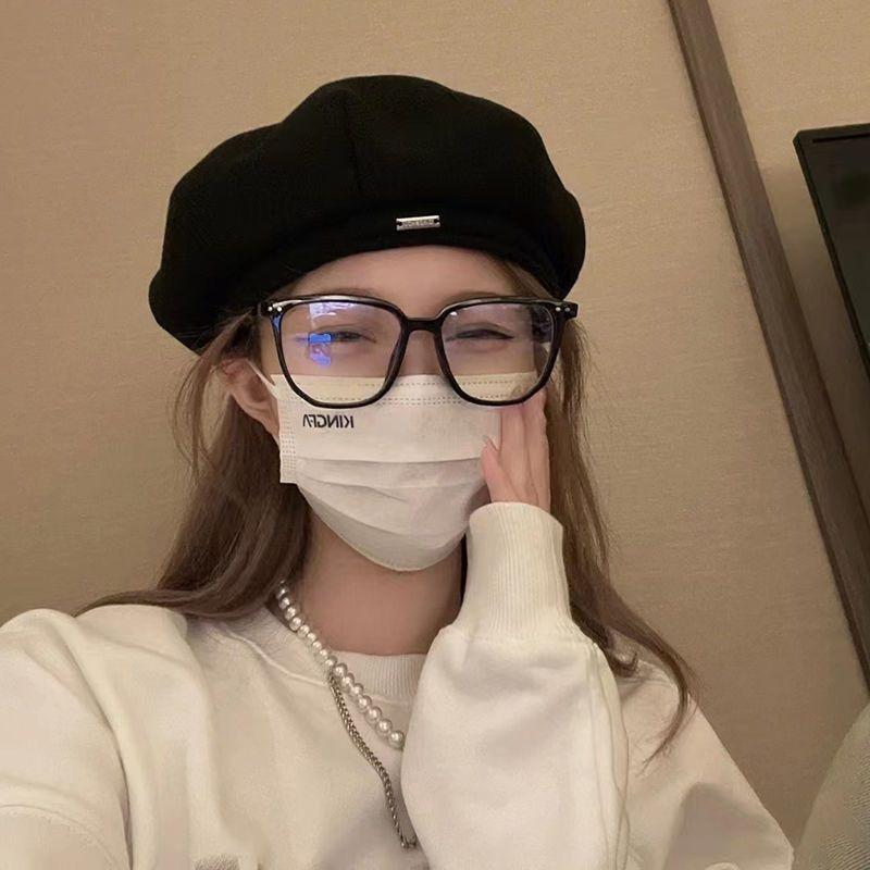 Beret female autumn and winter painter hat female face small octagonal big head circumference hat accessories
