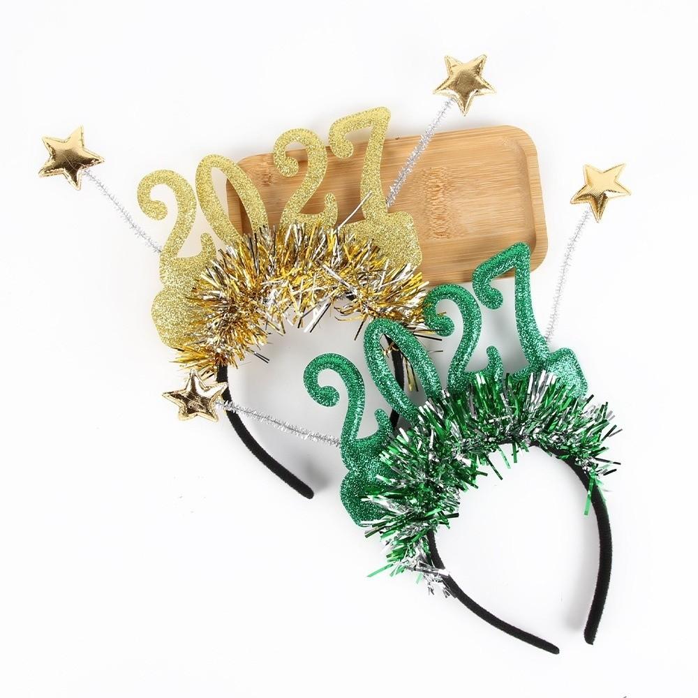 Sweet 2027 Happy New Year Headband Sequin Glitter Hair Hoop Christmas Headpiece Party Decoration