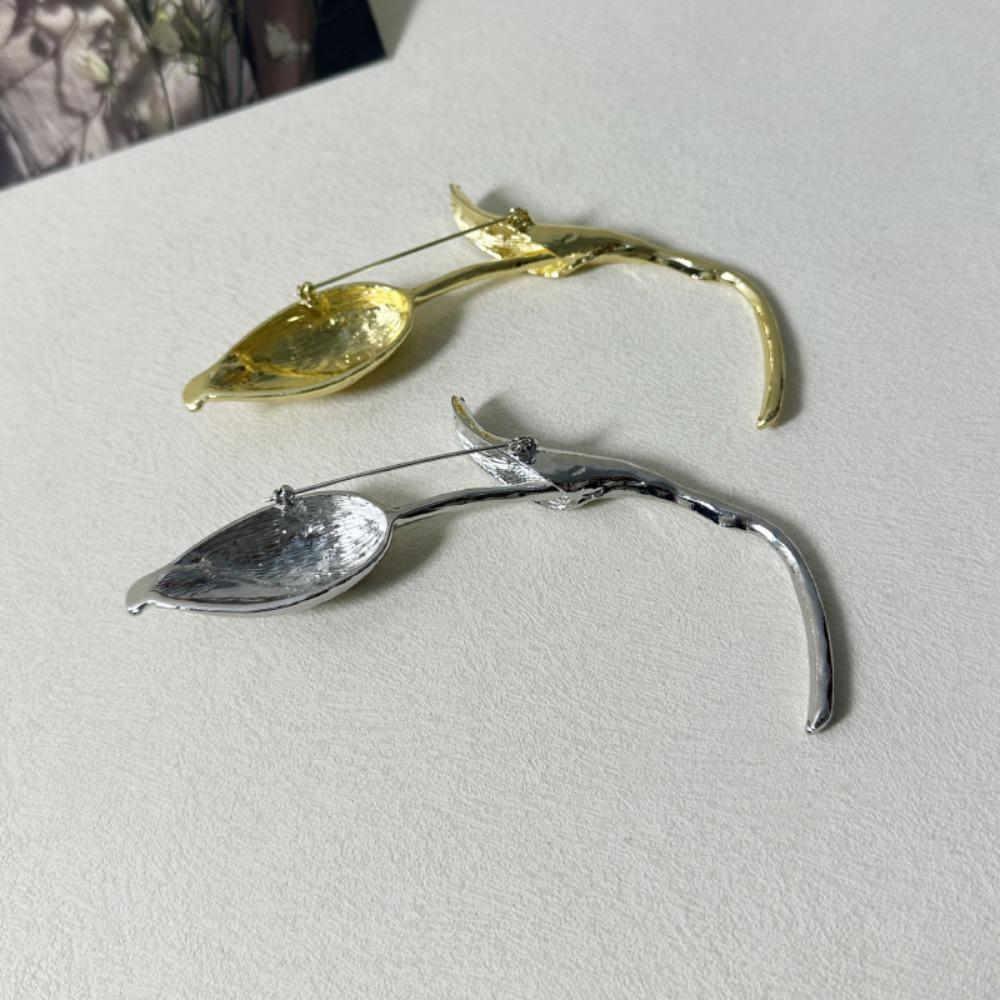 Exquisite Flower Bud Brooch Electroplate Suit Charm Deco Luxury Tulip Brooch  Party