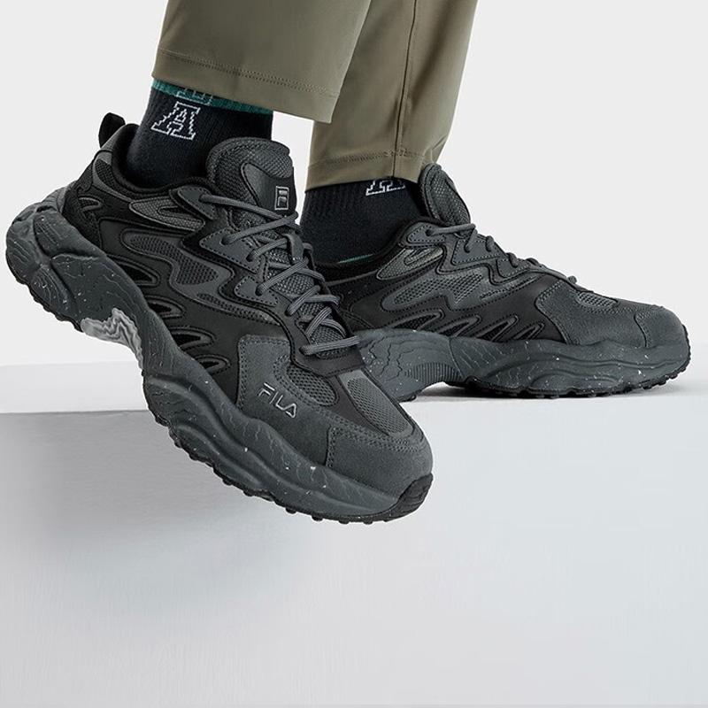 Fila Fern Grass Shoes Fabric Synthetic Leather Comfortable Low-Top Dad Shoes Men Sneaker Gray Black F12M331101FDB