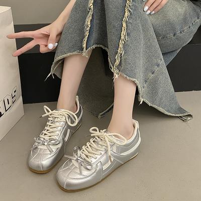 Soft-soled German Training Shoes Women's Autumn 2025 New Bow Inner Height-increasing Sports Board Shoes Ballet Casual Shoes