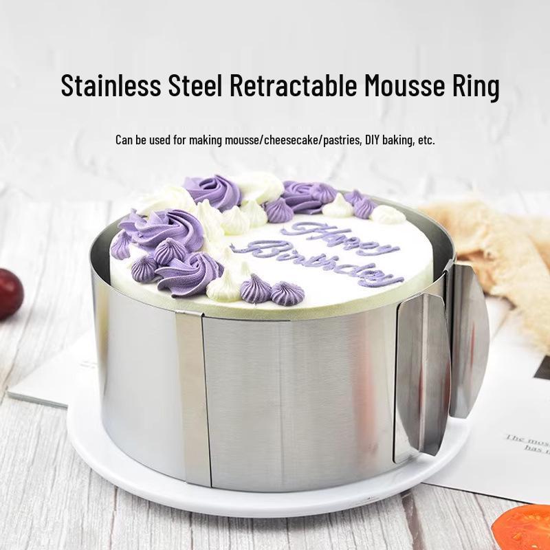 Adjustable Stainless Steel Mousse Ring (6-12 Inch) - Telescopic Cake and Bread Baking Mold