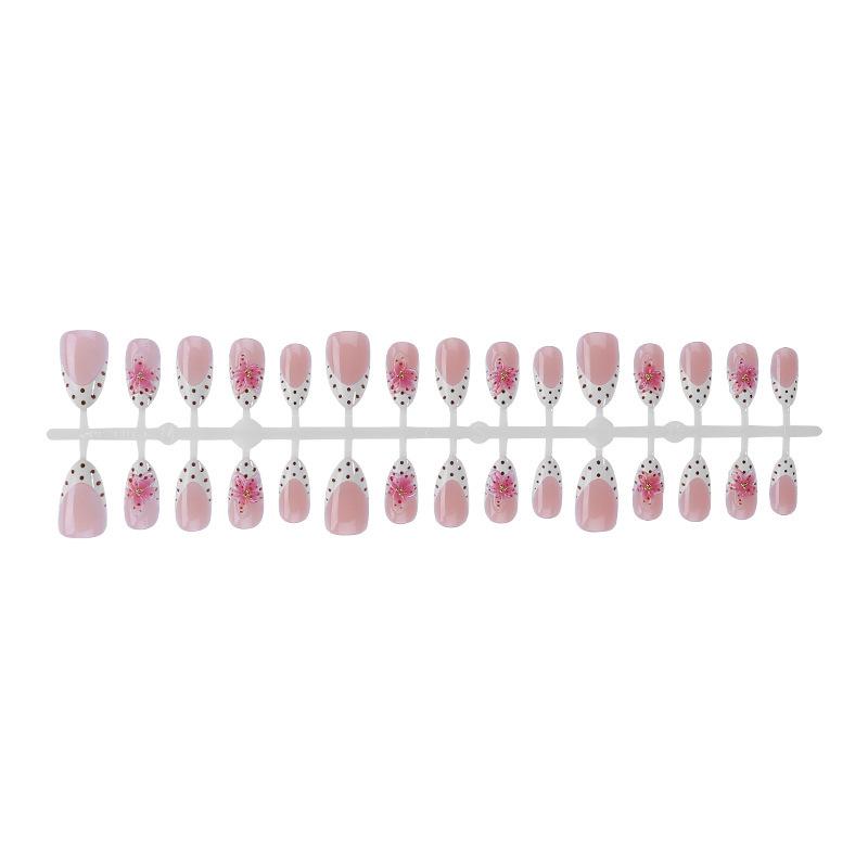 3D Stereo Flower Polka Dot Almond French Wearable False Nails