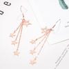 Woman Glittering Star Mid-length Hook Alloy Long Tassels Drop Dangle Cocktail Party Linear Earrings