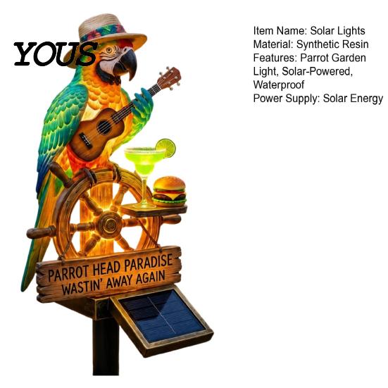 Solar LED Garden Lamp Parrot Shape Light, with Ground Insert, Waterproof Outdoor Yard Stake Lights Decor Automatic Lighting for Lawn Patio